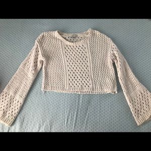 White Crop Sweater with Ballon Arms- NWOT